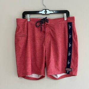 Vineyard Vines 7” Performance Heathered Fineline Board Short, Jetty Red, 33